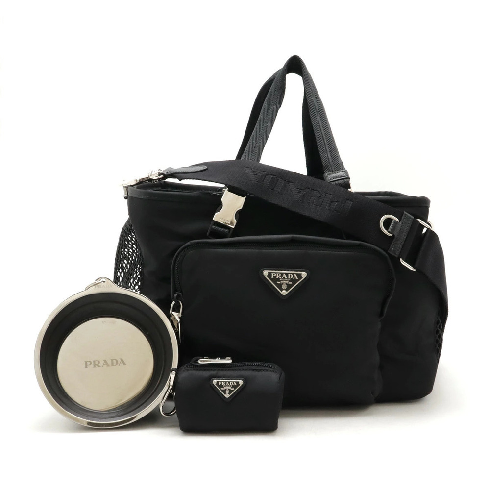 Prada RE Triangle Pet Bag Carrier Boston Shoulder NERO Black